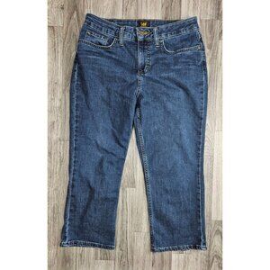 Lee Womens Size 8 M Pockets Straight Leg Denim Blue Jeans Capris